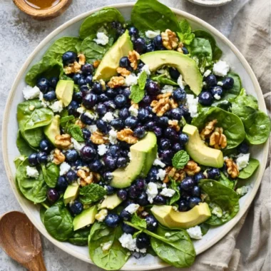Fresh spinach blueberry salad with vibrant ingredients