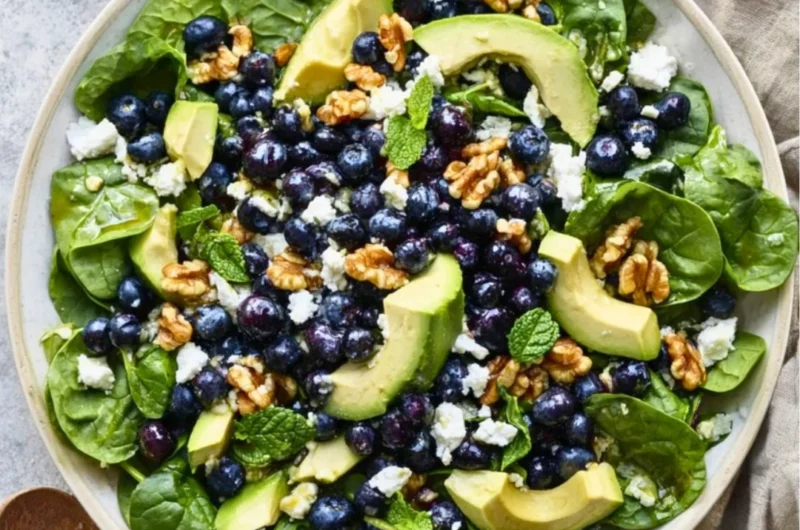 Fresh spinach blueberry salad with vibrant ingredients