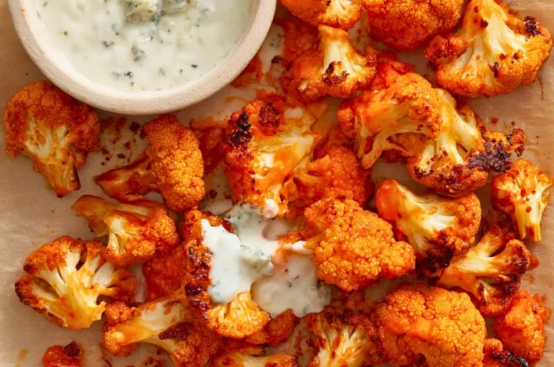 Crispy air fryer buffalo cauliflower served as a healthy snack or appetizer