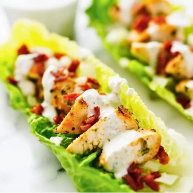 Delicious Chicken Bacon Ranch Lettuce Wraps served on a plate