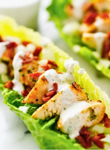 Delicious Chicken Bacon Ranch Lettuce Wraps served on a plate