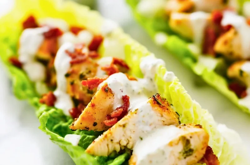 Delicious Chicken Bacon Ranch Lettuce Wraps served on a plate