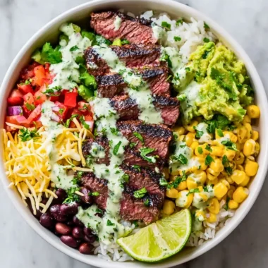 Cilantro Lime Steak Bowl with fresh ingredients and vibrant colors