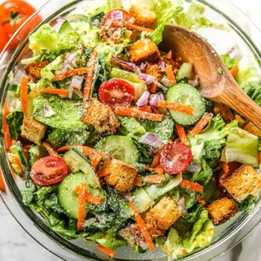 Classic house salad with fresh vegetables served in a bowl