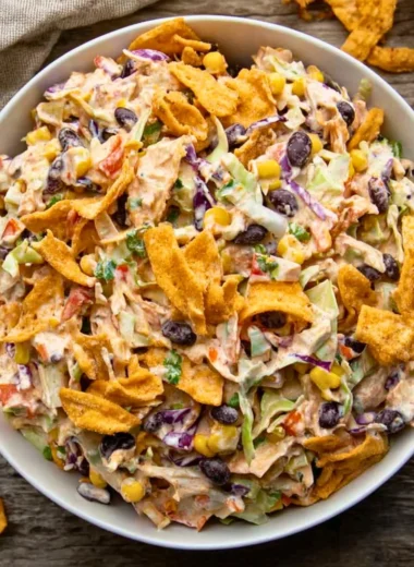 A hearty serving of Cowboy Cabbage with vibrant vegetables on a rustic plate.