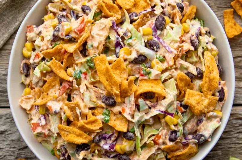 A hearty serving of Cowboy Cabbage with vibrant vegetables on a rustic plate.