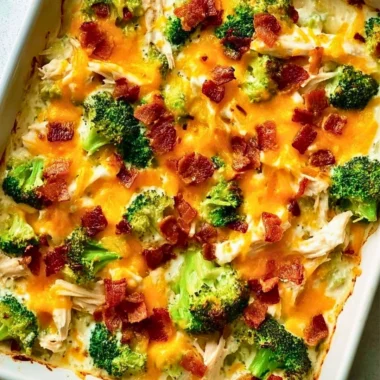Creamy Low Carb Chicken Casserole with vegetables and cheese