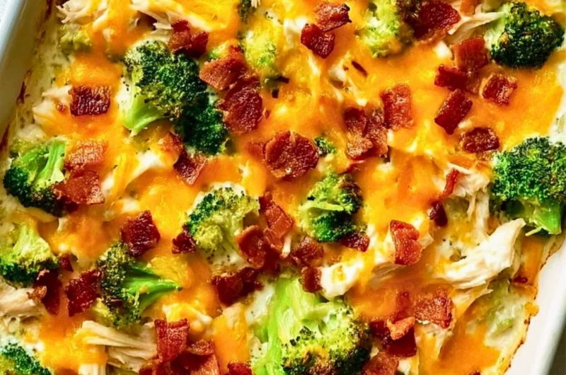 Creamy Low Carb Chicken Casserole with vegetables and cheese