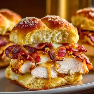 Delicious Maple Chicken Bacon Sliders ready to serve on a platter