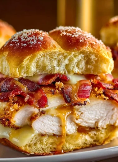 Delicious Maple Chicken Bacon Sliders ready to serve on a platter
