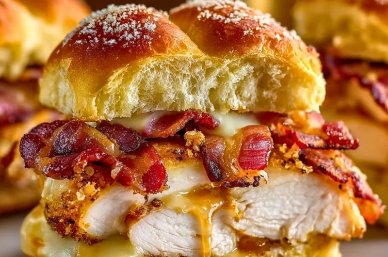 Delicious Maple Chicken Bacon Sliders ready to serve on a platter