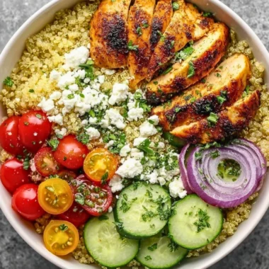 Mediterranean Lemon Chicken Bowls with fresh herbs and vibrant ingredients