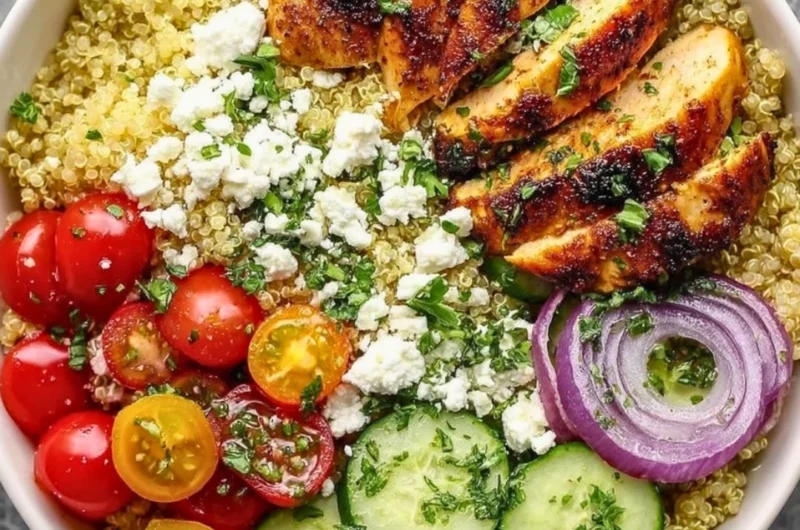 Mediterranean Lemon Chicken Bowls with fresh herbs and vibrant ingredients