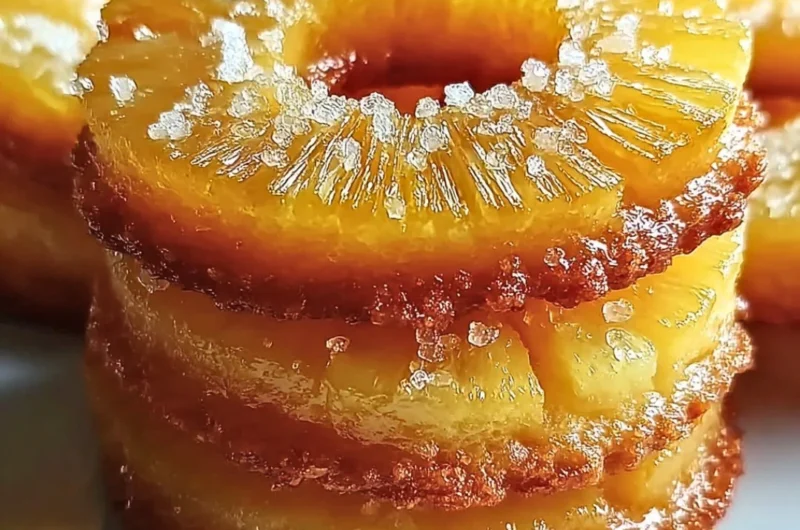 Delicious Pineapple Upside Down Sugar Cookies arranged on a plate.