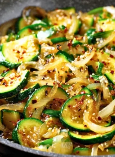 Delicious umami zucchini dish showcasing rich flavors and vibrant colors.