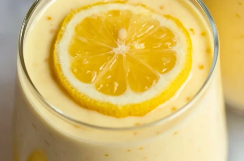 Delicious lemon cream chia pudding served in a bowl with fresh lemon slices