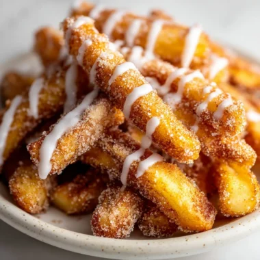 Crispy Air Fryer Apple Fries served on a plate