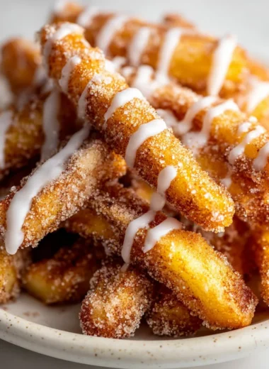 Crispy Air Fryer Apple Fries served on a plate
