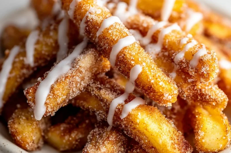 Crispy Air Fryer Apple Fries served on a plate