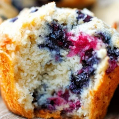 Freshly baked mixed berry muffins made with frozen berries