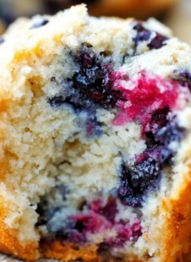 Freshly baked mixed berry muffins made with frozen berries