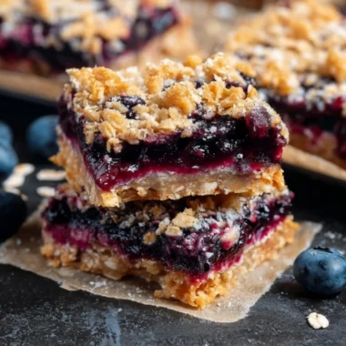 Delicious blueberry oatmeal breakfast bars ready to enjoy