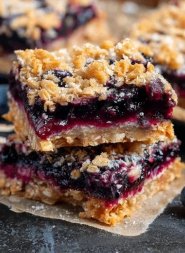 Delicious blueberry oatmeal breakfast bars ready to enjoy