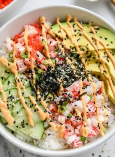 California Roll Sushi Bowl featuring fresh ingredients and vibrant presentation
