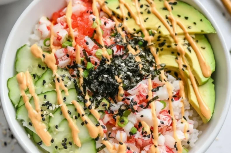 California Roll Sushi Bowl featuring fresh ingredients and vibrant presentation