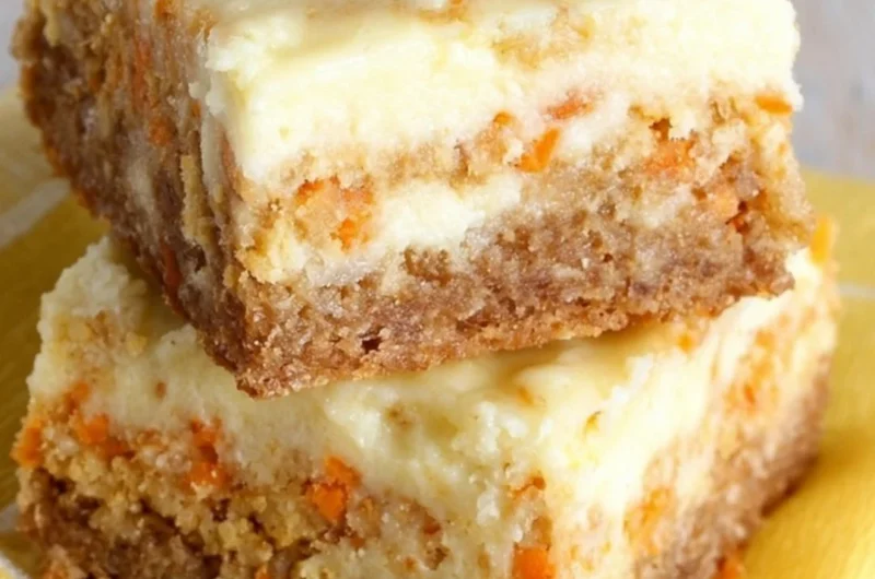 Delicious homemade carrot cake bars topped with creamy frosting