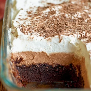 Delicious chocolate French silk brownies topped with chocolate ganache.