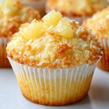 Coconut Pineapple Muffins made with cottage cheese, perfect for a tropical breakfast.