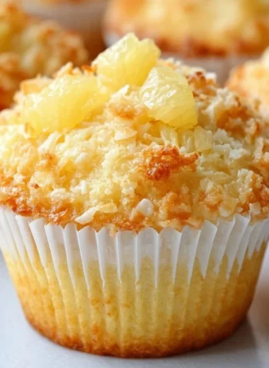 Coconut Pineapple Muffins made with cottage cheese, perfect for a tropical breakfast.