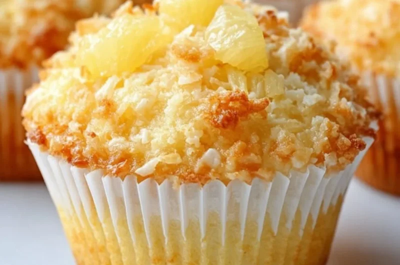 Coconut Pineapple Muffins made with cottage cheese, perfect for a tropical breakfast.