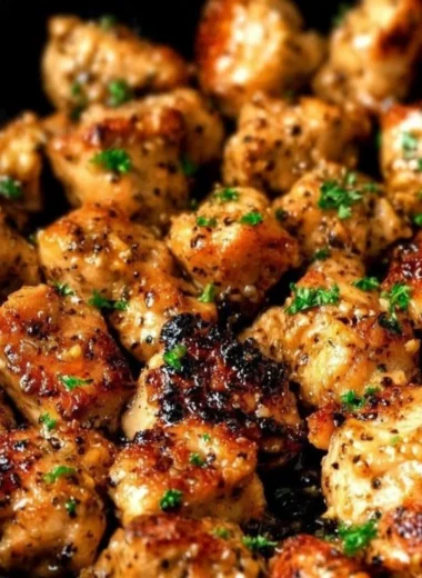 Delicious Garlic Butter Chicken Bites served on a plate
