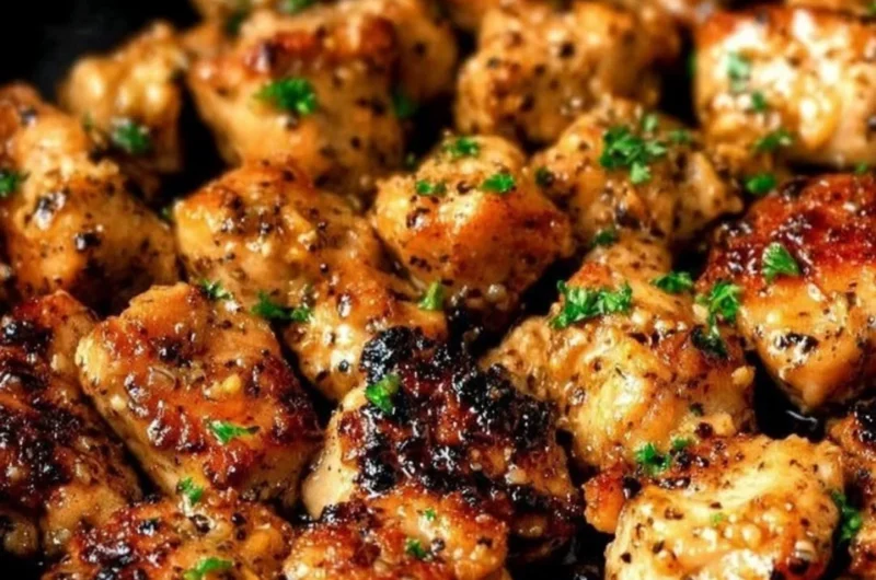Delicious Garlic Butter Chicken Bites served on a plate