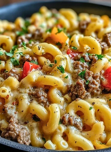 High-Protein Creamy Philly Cheesesteak Mac & Cheese dish served in a bowl