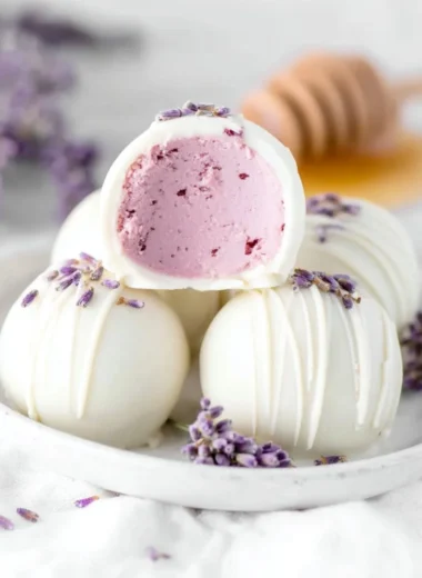 Honey Lavender White Chocolate Truffles with floral and creamy textures