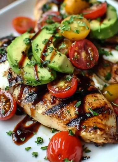 Juicy grilled California avocado chicken served on a plate