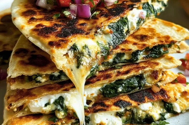Delicious Mediterranean Quesadillas filled with vegetables and cheese on a plate.