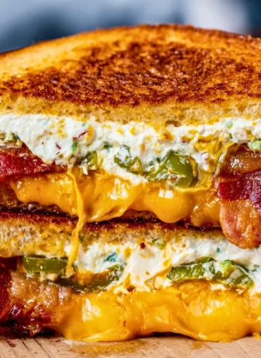 Roasted jalapeno popper grilled cheese sandwich with melted cheese and jalapenos