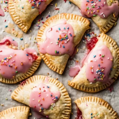 Delicious homemade Strawberry Rhubarb Pop Tarts with flaky crust and berry filling