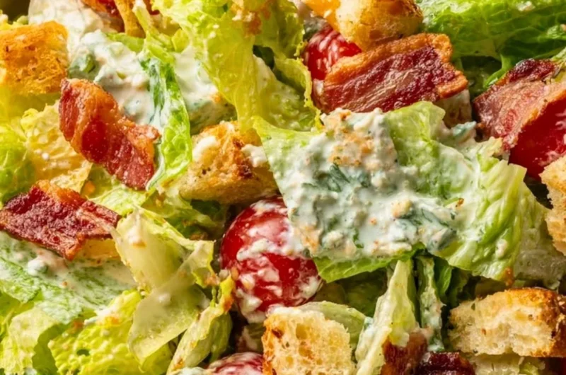 Fresh BLT Salad with crispy bacon, lettuce, and tomatoes served in a bowl