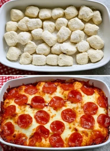 Delicious Bubble Up Biscuit Pizza Casserole fresh out of the oven