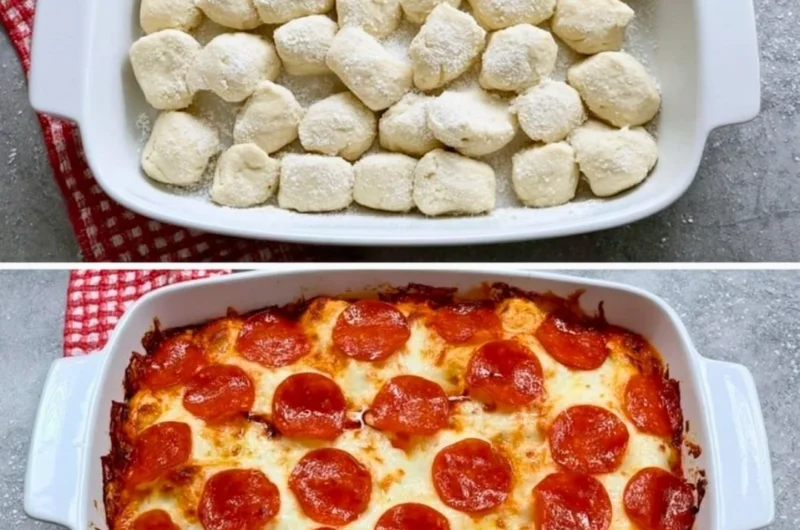 Delicious Bubble Up Biscuit Pizza Casserole fresh out of the oven