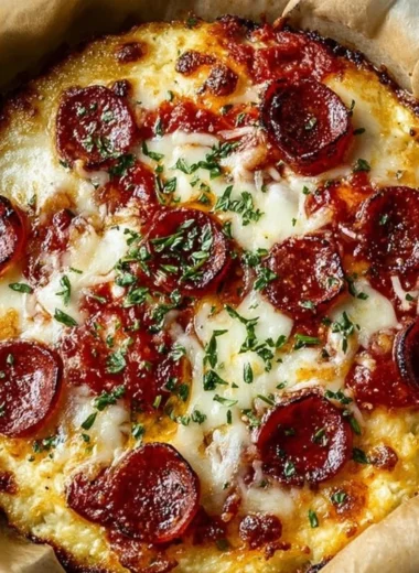 Delicious Cottage Cheese Pizza Bowl topped with fresh ingredients.