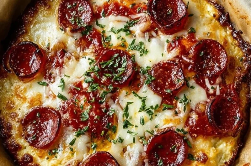 Delicious Cottage Cheese Pizza Bowl topped with fresh ingredients.