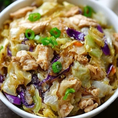 Chicken and cabbage egg roll bowls served in a bowl