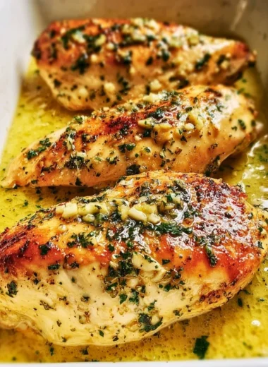Garlic Butter Baked Chicken Breast dish served with herbs and spices