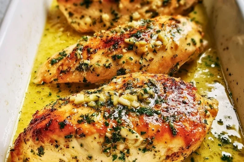 Garlic Butter Baked Chicken Breast dish served with herbs and spices